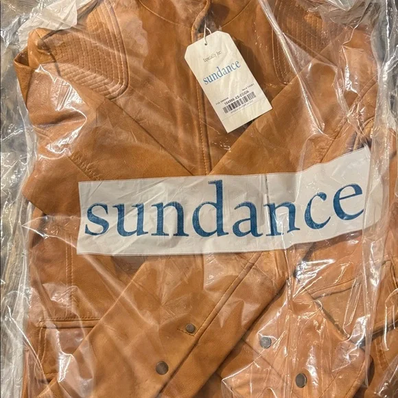 Sundance Angela Leather Jacket. New in factory plastic.